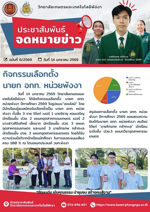 “กิจกรรมการเลือกตั้ง นายก อกท. หน่วยพังงา ปีการศึกษา 2569”